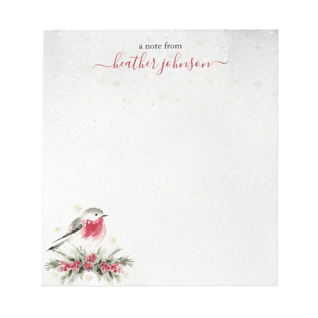 Hearthlight Notes Winter Robin Bird Personalized (Front)