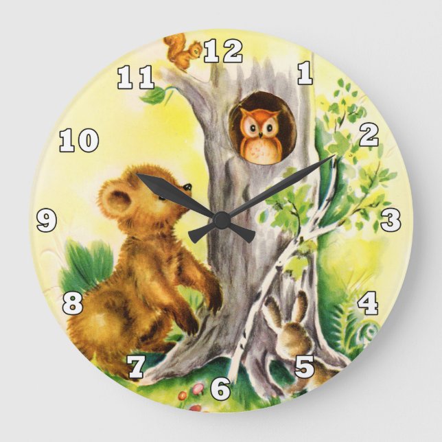 Heartland Vintage Woodland animals kids wall clock (Front)