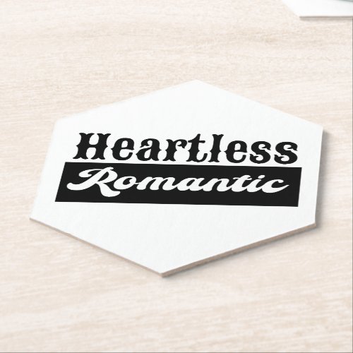 Heartless Romantic Hexagon Pointed Top Paper Coaster