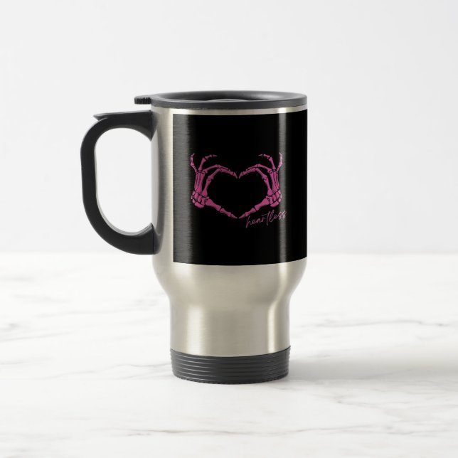 Heartless Skeleton Hands Classic Design Travel Mug (Left)