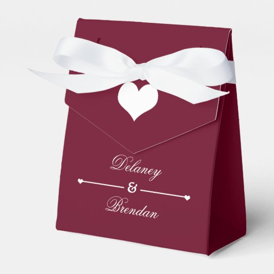 Heartline Burgundy Personalized Wedding Favor Box Zazzle Com