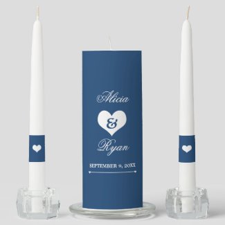 Heartline (Navy) Wedding Unity Candle Set