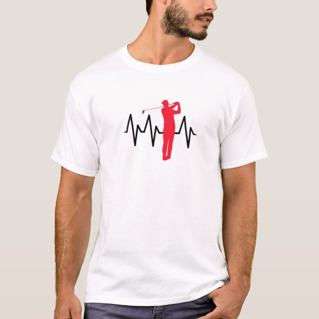 Heartline Sports Golf Golfing Love Heartbeats Life T-Shirt (Front)