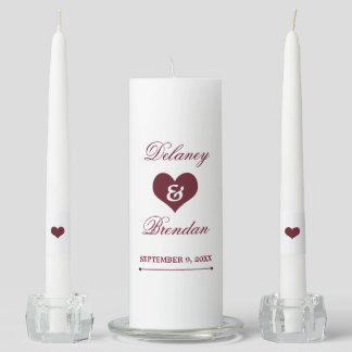 Heartline (White) Wedding Unity Candle Set