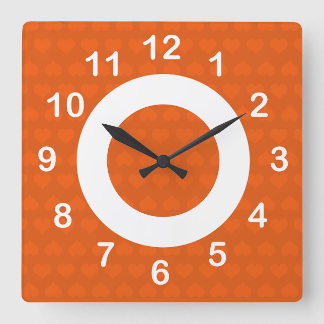 Heartlines-Tangerine Square Wall Clock (Front)