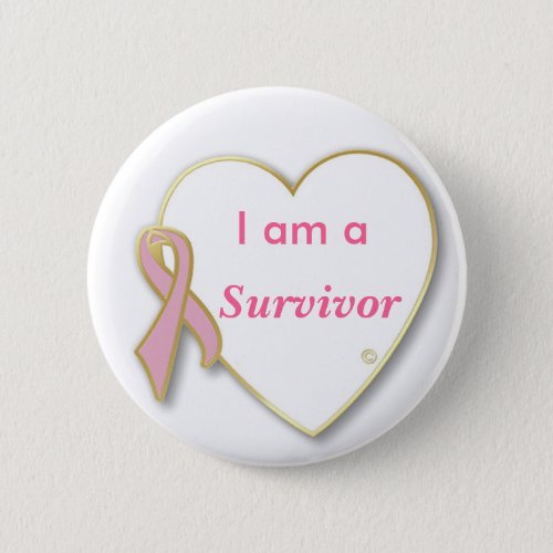 HeartPin_I am a Breast Cancer Survivor Button