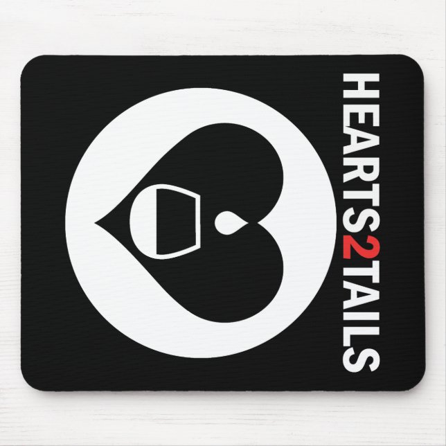 Hearts2Tails White Graphic Logo w/Text Mouse Pad (Front)
