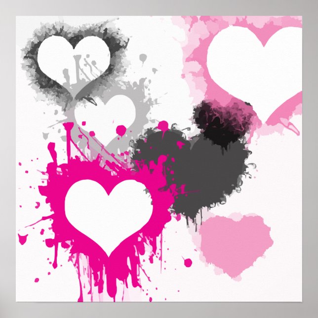 hearts-296844  hearts splatter paint love graffiti poster (Front)