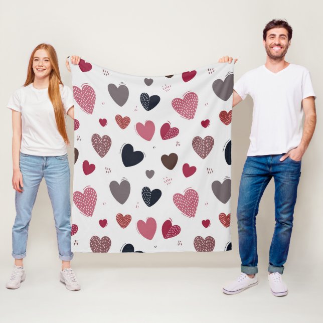 Hearts 3 fleece blanket (In Situ)
