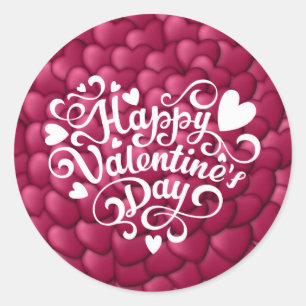 Hearts 3D Texture Red Pattern-23803 Classic Round Sticker