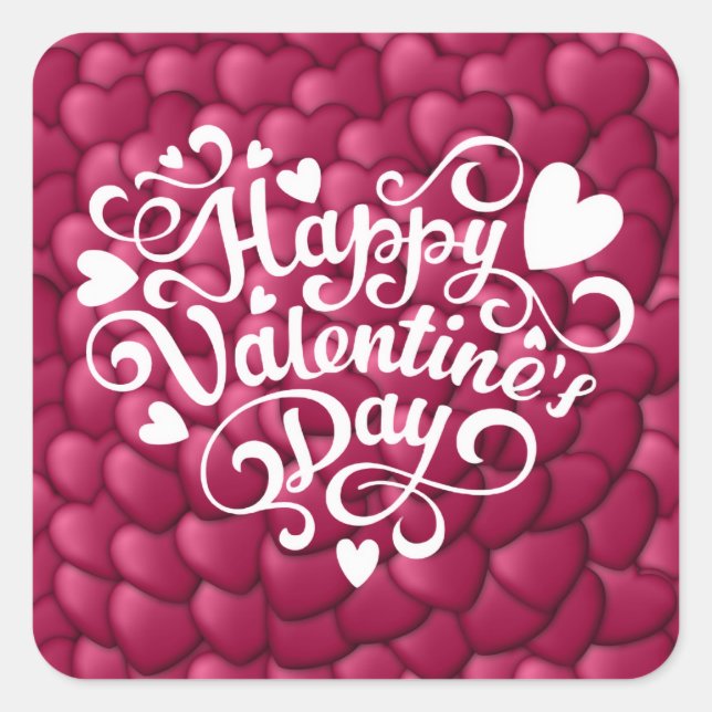 Hearts 3D Texture Red Pattern-23803 Square Sticker (Front)