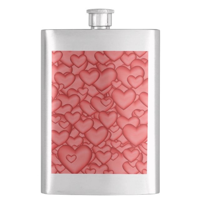 Hearts 3D Texture Red Pattern-32322 Flask (Front)