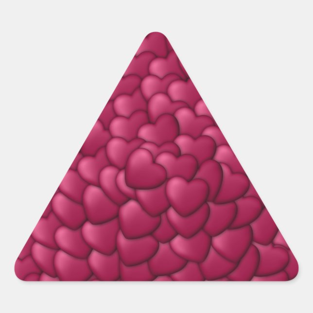 Hearts 3D Texture Red Pattern-32322 Triangle Sticker (Front)