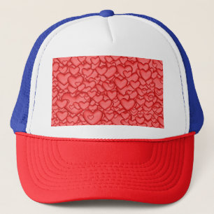 Hearts 3D Texture Red Pattern-32322 Trucker Hat