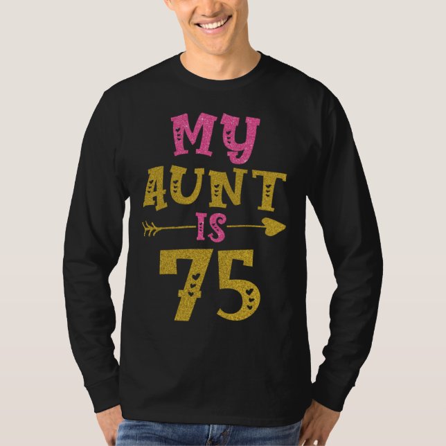 Hearts 75th Bday For Aunt From Niece Nephew T-Shirt (Front)