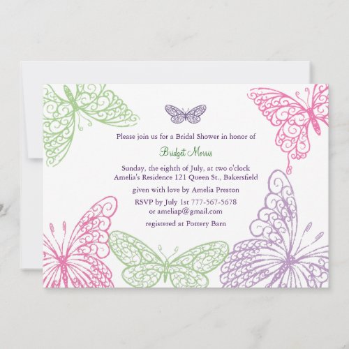 Heart's a Flutter Bridal Shower Invitation