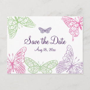 Heart's a Flutter Save the Date Announcement Postcard