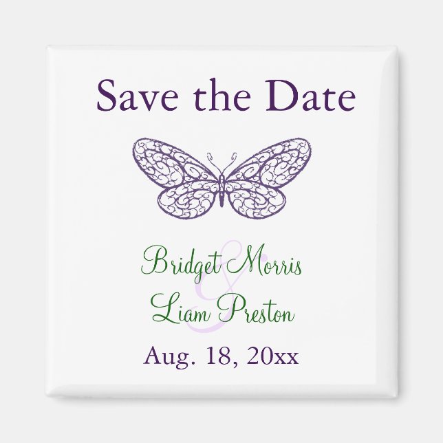 Heart's a Flutter Save the Date Magnet (Front)
