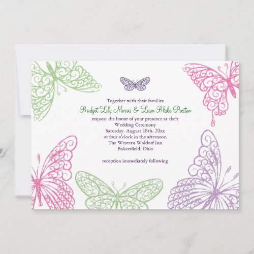 Heart's a Flutter Wedding Invitation 2