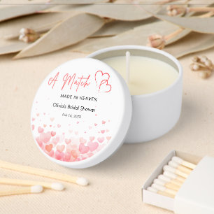 Hearts A Match Made in Heaven Bridal Shower Mini Candle Favors