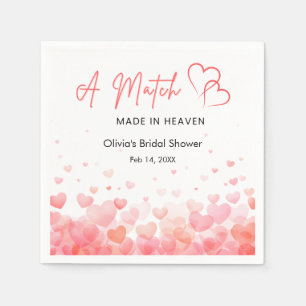 Hearts A Match Made in Heaven Bridal Shower  Napkins