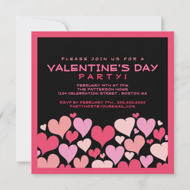 Hearts A Plenty Valentines Day Party Invitation (Front)