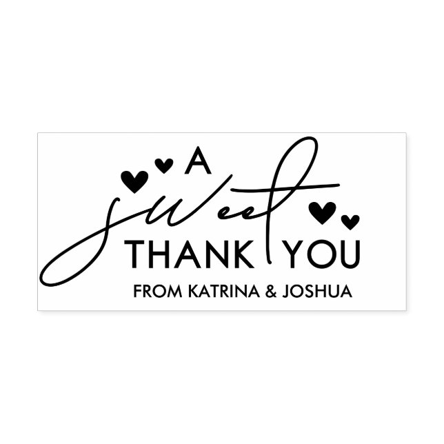 Hearts A Sweet Thank You Wedding Favor Rubber Stamp (Imprint)