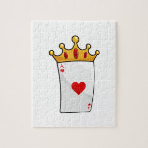 Hearts Ace with Queen Crown Jigsaw Puzzle