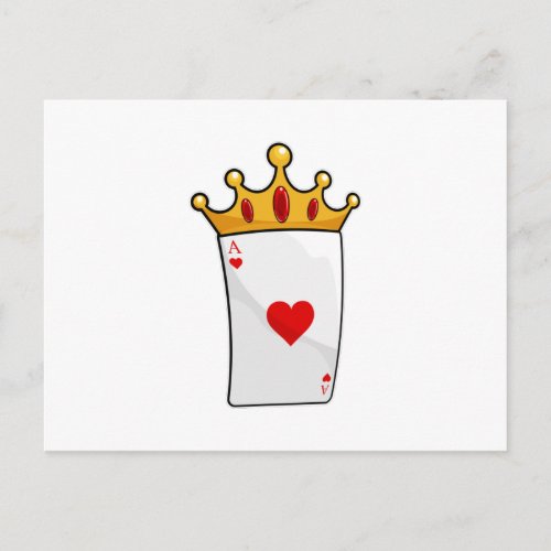 Hearts Ace with Queen Crown Postcard