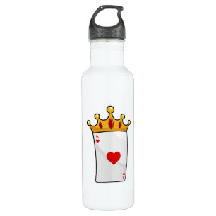 Hearts Ace with Queen Crown Stainless Steel Water Bottle