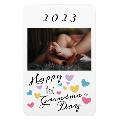 Hearts Add Photo Happy First Grandmas Day 2023 Magnet