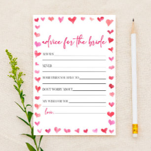 Hearts Advice For The Bride Bridal Shower Game  Stationery