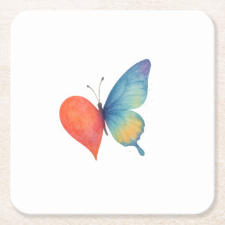 Heart's aflutter  square paper coaster