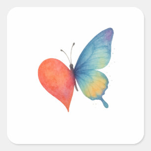 Heart's aflutter square sticker