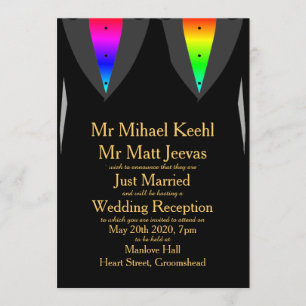 Hearts Aglow with Pride Gay Reception Invitation