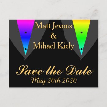 Hearts Aglow With Pride Gay Wedding Announcement by AGayMarriage at Zazzle