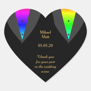 Hearts Aglow with Pride Gay Wedding Heart Sticker