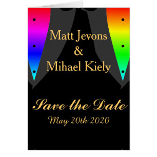 Hearts Aglow with Pride Gay Wedding Save The Date Cards