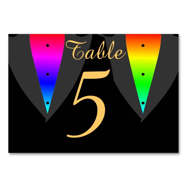 Hearts Aglow with Pride Gay Wedding Table Card (Back)