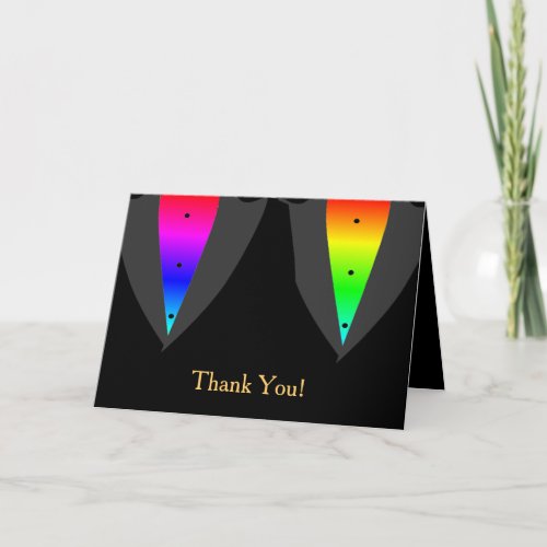 Hearts Aglow with Pride Gay Wedding Thank You Card