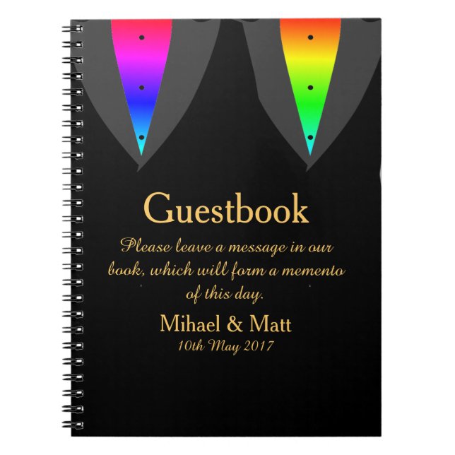 Hearts Aglow with Pride Guestbook for Gay Weddings Notebook (Front)