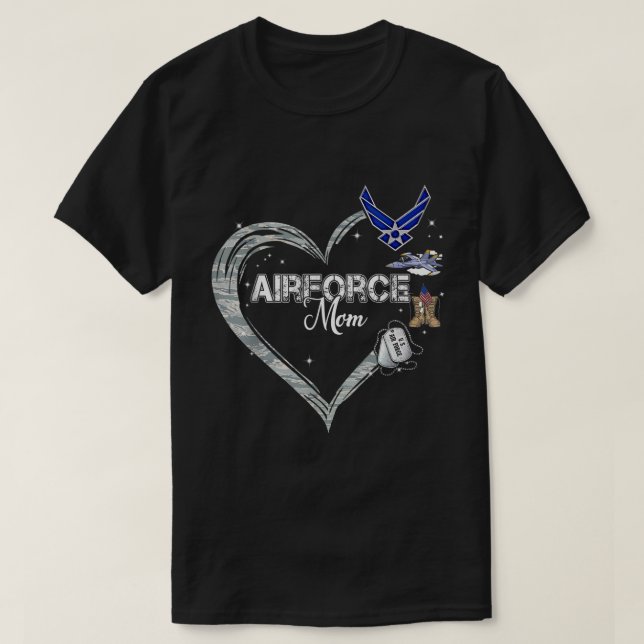 Hearts Air Force Mom Air Force Graduation Military T-Shirt (Design Front)