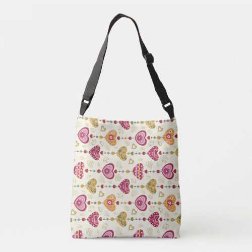 Hearts All_Over_Print Cross Body Bag Medium Crossbody Bag