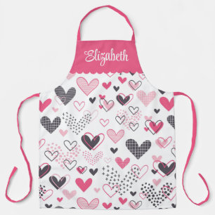 Hearts All Over Print Personalized Apron