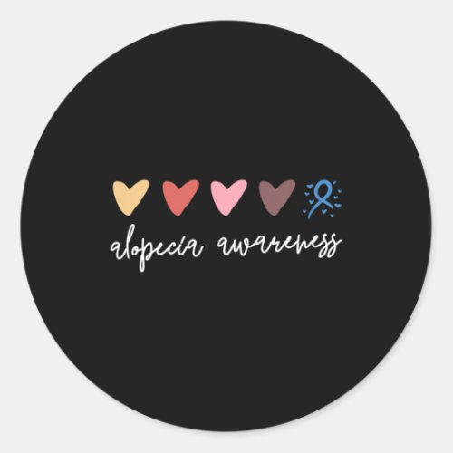 Hearts Alopecia Awareness 1  Classic Round Sticker