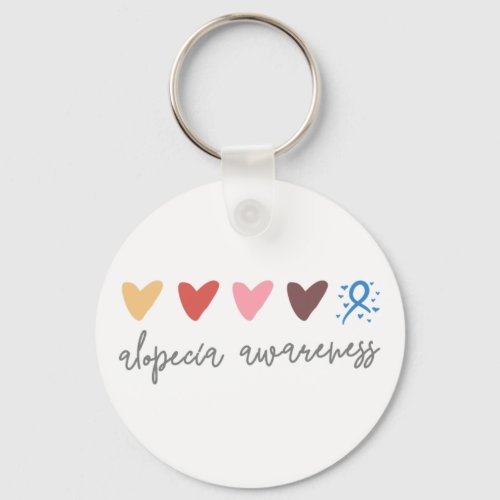 Hearts Alopecia Awareness  Keychain