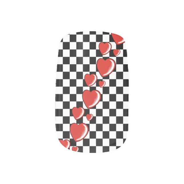 Hearts an Checkers Minx Nail Wraps (Right Thumb)