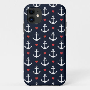 Hearts And Anchors Pattern iPhone 11 Case