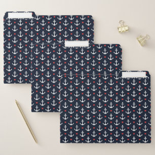Hearts And Anchors Pattern File Folder
