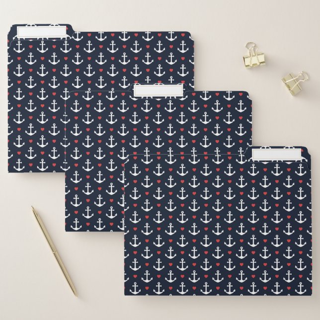 Hearts And Anchors Pattern File Folder (Set)